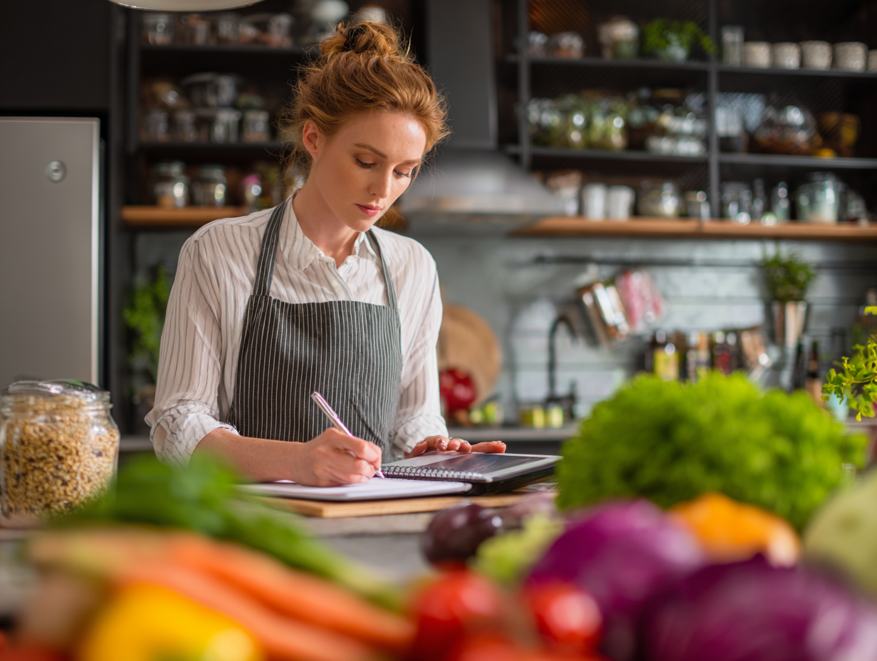 Nutritionist planificând mese sănătoase